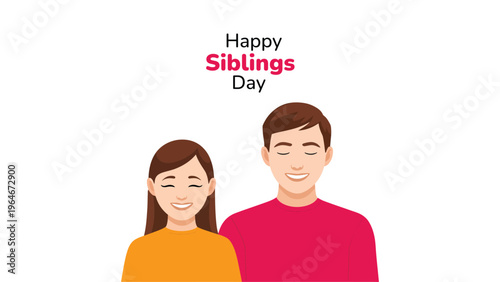 Happy Siblings Day illustration with smiling brother and sister portrait family bonding love relationship concept children celebration modern flat vector