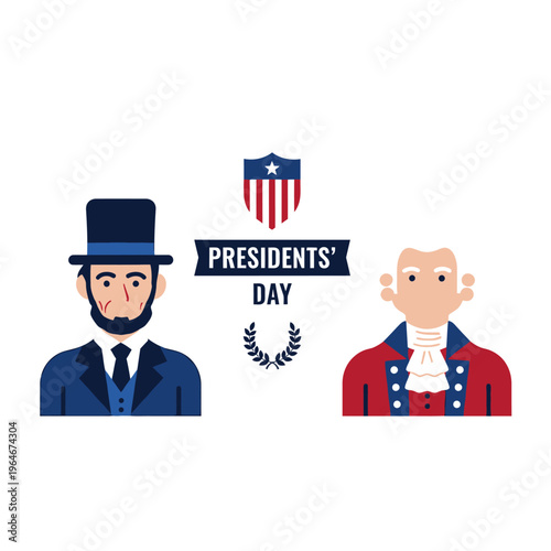 Presidents day illustration featuring abraham lincoln and george washington