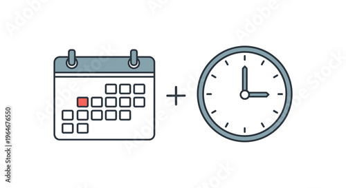 Calendar and clock icon combination.