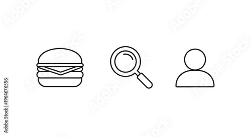 Burger food icon line drawing.