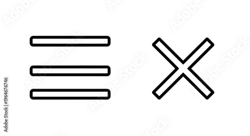 Menu Hamburger Icon and Cross Symbol.