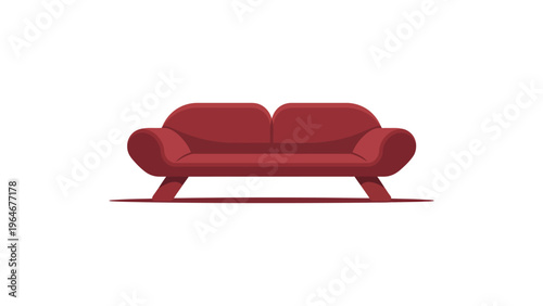modern red sofa vector illustration stylish living room furniture isolated on light background comfortable couch interior design concept