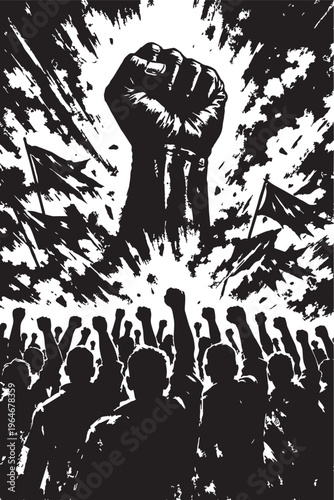 May day Hand drawn vector illustration of people dancing at a party