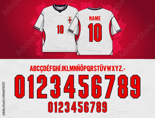 england font, england soccer, Structured sans serif display set with squared terminals and balanced weight. Includes full alphabet and numeric system, optimized for layouts