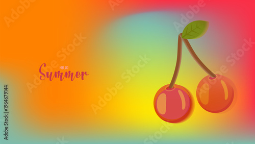 Vibrant summer mesh gradient background with Blurred Fruit soft color blends for ads, web design, banners, and marketing materials. vector illustration