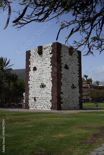 Torre del Conde Tower in San Sebastian La Gomera Canary Islands historic landmark in park Spain travel destination 