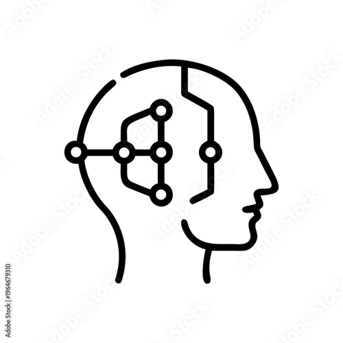 Human head silhouette with neural network design representing technology  