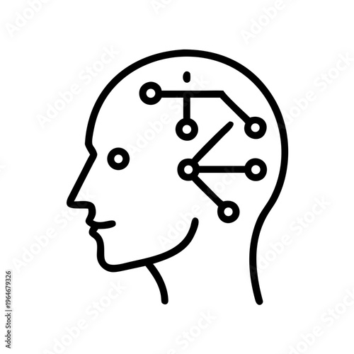 Outline of a human head with neural connections symbolizing innovation  