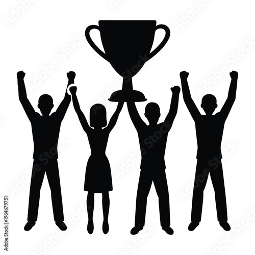 team Celebrating Trophy Silhouette
