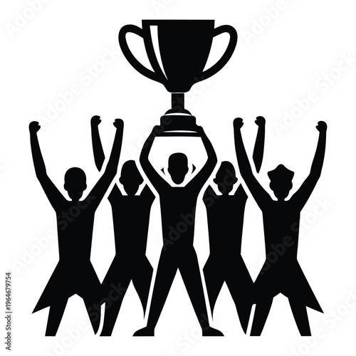 team Celebrating Trophy Silhouette