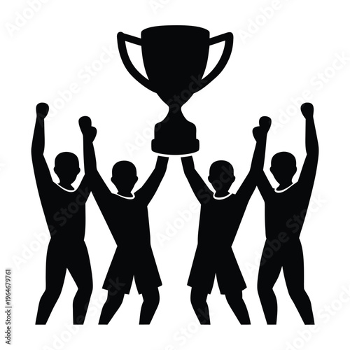 team Celebrating Trophy Silhouette