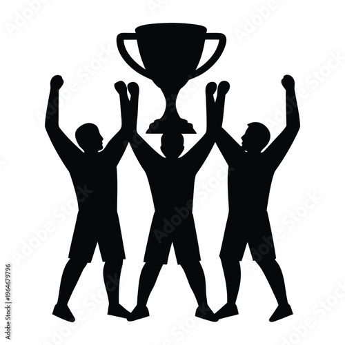 team Celebrating Trophy Silhouette