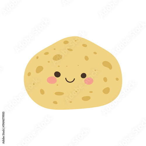 Potato cute mascot with character cartoon emoji for holiday illustration funny. Happy vector sweet with potato brown kawaii for anthropomorphic chip loaded. Positive sticker potato
