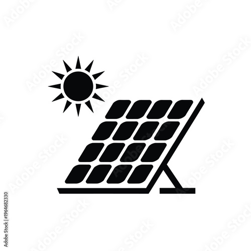 Solar panel absorbing sunlight a clean energy icon representation