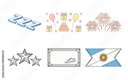 Colorful including zzz sleeping sign and argentina flag