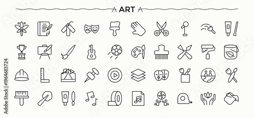 Art icon. Minimal icons set. Vector illustration. Pixel perfect. Culture icon set. Contains such symbols as mediaeval, exhibit, archaeology, exhibition, history and more.