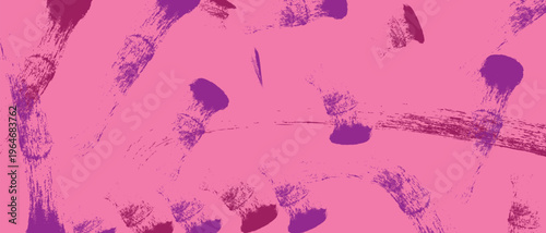 Abstract digital painting with purple brushstrokes on a vibrant pink background for artistic design.