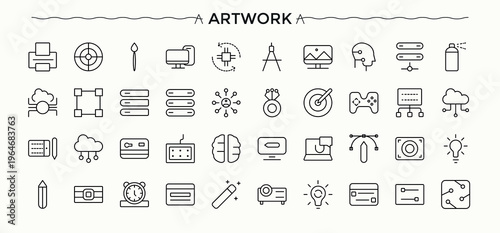 Artwork icon. Modern icons collection. Editable vector illustration. Artistic icon set. Contain linear sign draw, creativity, artistic, paint and more.
