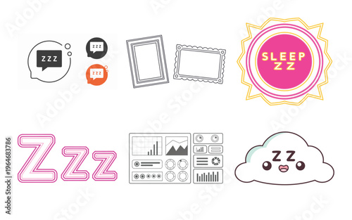 Sleep and with zzz symbols cloud frames