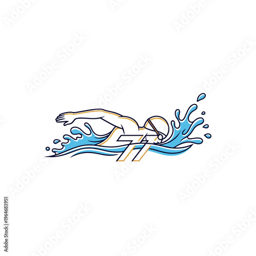 Swimming, athlete, vector illustration, aquatic sports, fitness