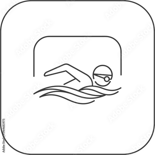 Swimming icon, swimmer vector, line art illustration, aquatic sports symbol