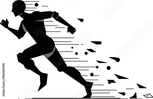 Running Man, Speed Concept, Motion Blur, Black Silhouette