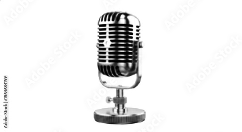 Vintage Microphone Halftone Illustration – Audio Recording Music Retro Mic Isolated
