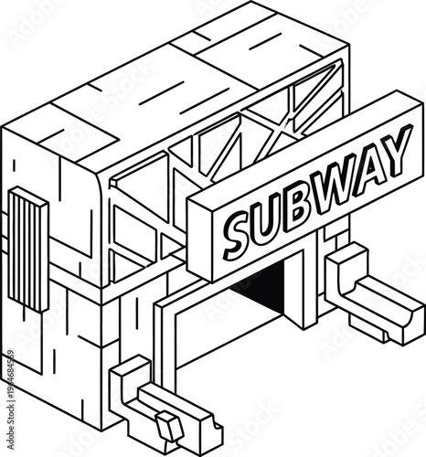 Vector brutal 3d shapes construct abstract architectural structure with sharp geometric lines and minimalist design elements