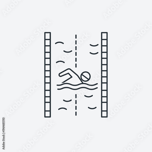 Swimming pool, swimmer icon, sport illustration, aquatic vector