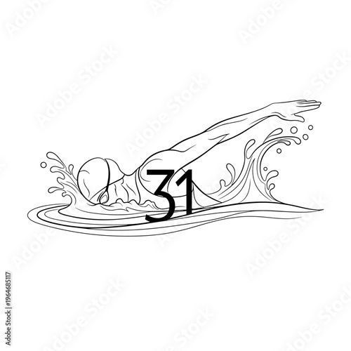 Swimming, athlete, vector illustration, swimmer in motion, aquatic sports