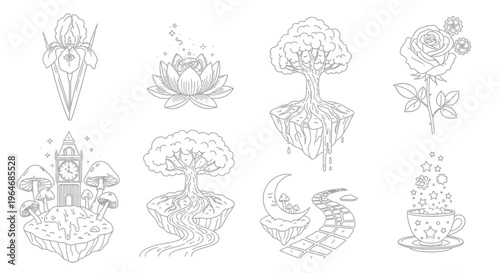 Fantasy Mushroom Illustrations in Various Shapes.