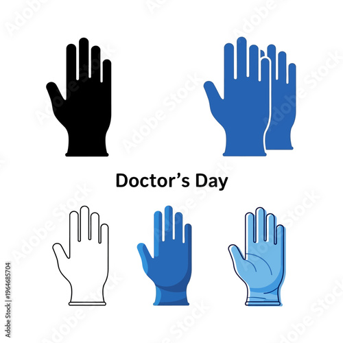 Illustration of hands wearing medical gloves in varying colors and styles
