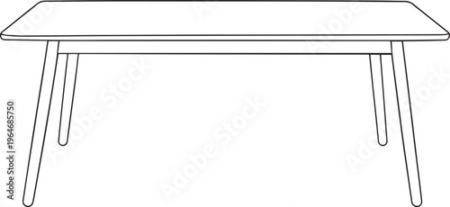 Minimalist Table Line Art Illustration Modern Furniture Design