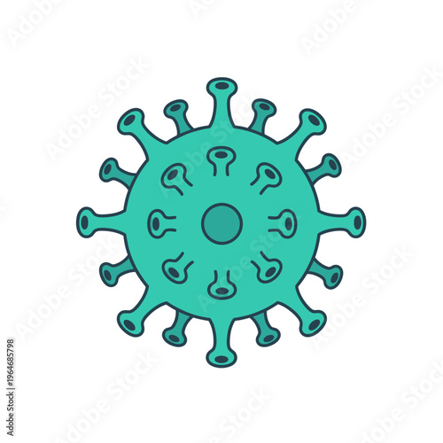 Stylized illustration of a coronavirus with prominent spike proteins shown
