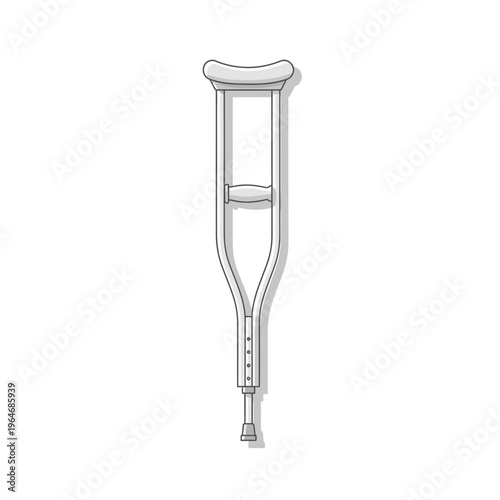 Simple line drawing of a single crutch with a shadow