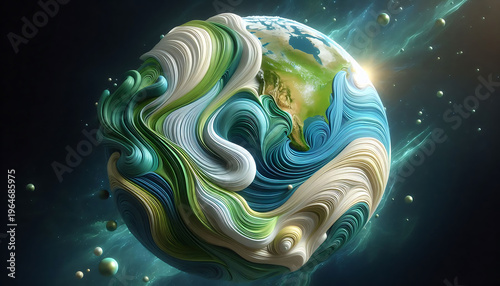 Majestic Planet Earth floating in a vibrant cosmic nebula. The globe features realist