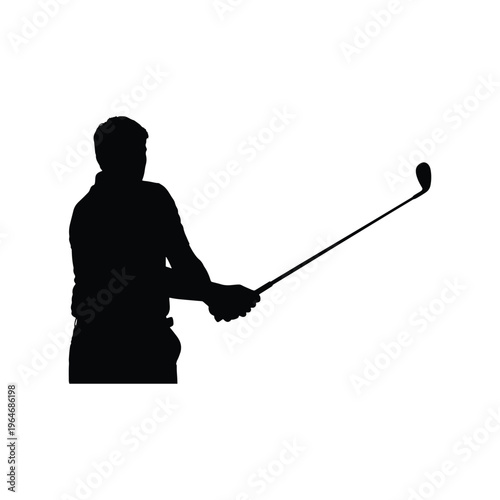 Professional golfer silhouette swinging golf club isolated on white
