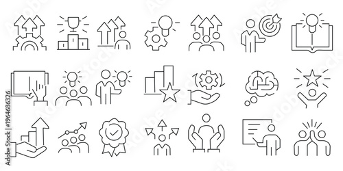 Art & IllustrationBusiness Growth Arrows and Analytics Icon Set. Up Down Trend, Refresh, Exchange and Financial Chart Vector Collection. Vector illustration eps 10