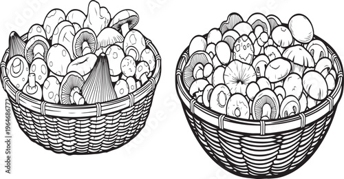  A wicker basket overflowing with an assortment of mushrooms