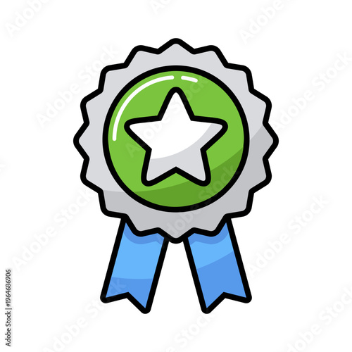 Ribbon award best seller vector icon