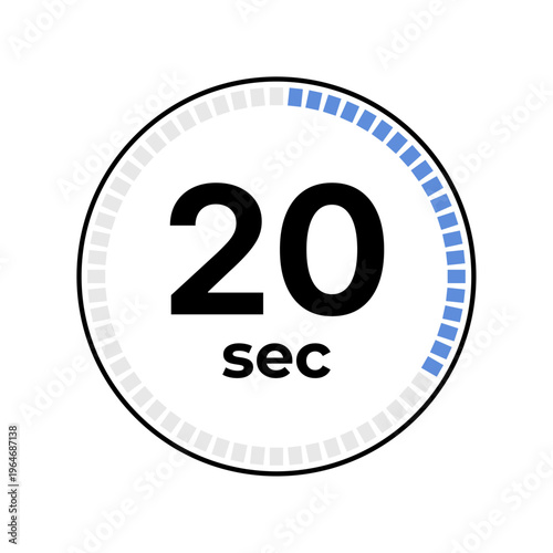 20 seconds timer icon with circular progress bar for countdown