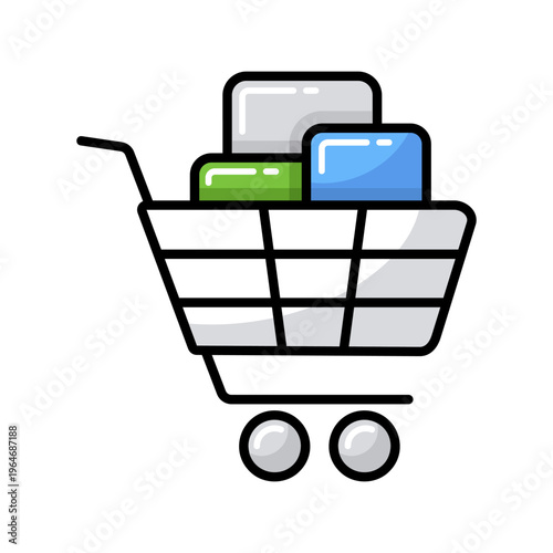 Shopping cart with boxes vector icon