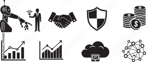 Robot and businessman fintech collaboration innovative financial technology partnership