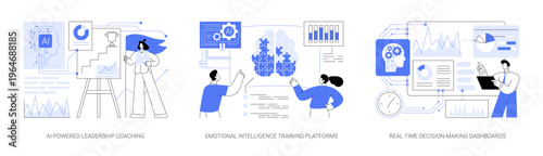 AI-Powered Leadership Development Tools abstract concept vector illustrations.