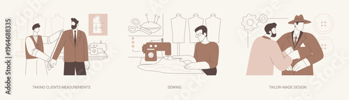 Tailoring isolated cartoon vector illustrations se