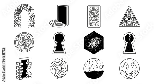 Geometric shapes icons set black.