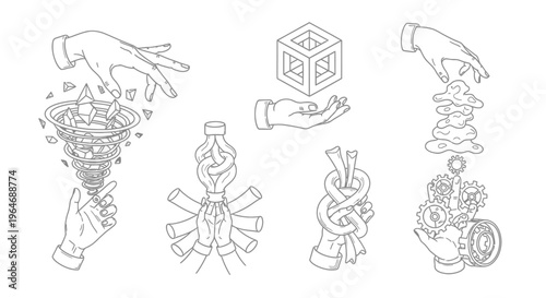 Hands interacting with puzzle pieces.