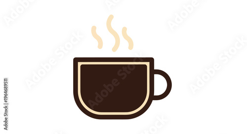 Steaming Coffee Cup Icon - Hot Beverage and Morning Drink