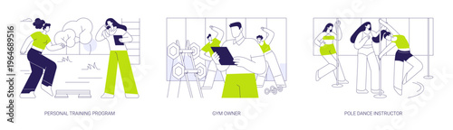 Fitness center isolated cartoon vector illustrations se