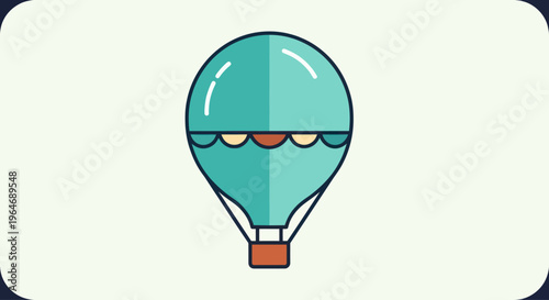 Teal Hot Air Balloon Graphic, Minimalist Design